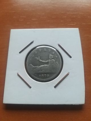 Moneda 1 Peseta Plata 1870 España