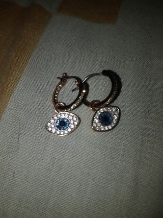 Pendientes Aro Ojo Azul y Dorado Swarovski
