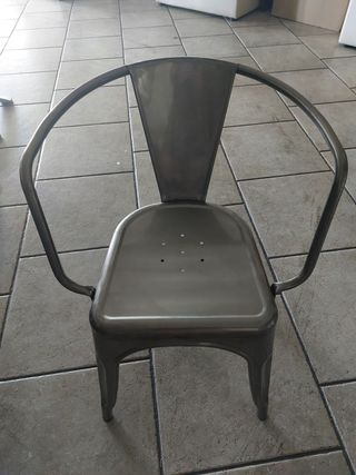Sedie industrial in metallo argentato
