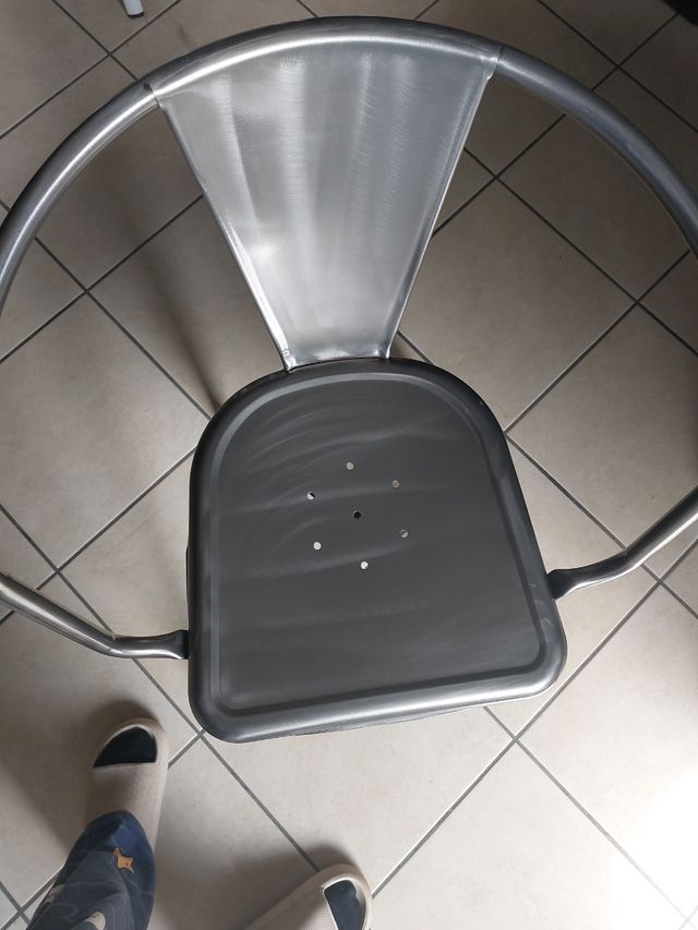 Sedie industrial in metallo argentato