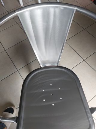 Sedie industrial in metallo argentato