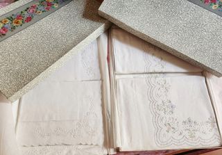 2 Lenzuola Lino Madera Ricamate a Mano