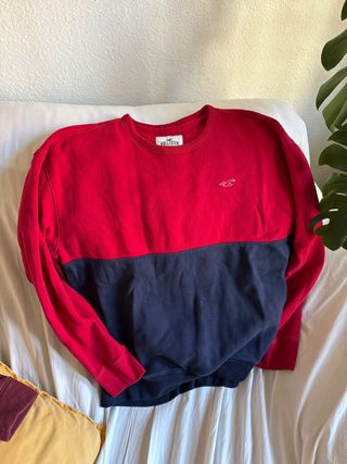 Sudadera Hollister bicolor roja y azul
