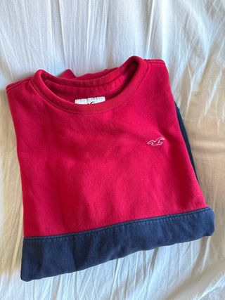 Sudadera Hollister bicolor roja y azul