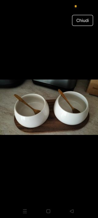 Set 2 Ciotoline in Ceramica con Cucchiaini