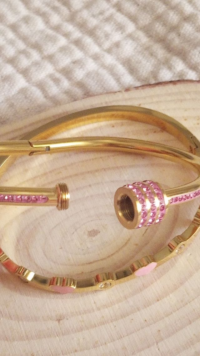 Lote Pulseras Diseño lujo en dorado y Rosa