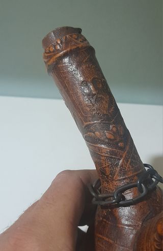 Porrón y Botella Cuero Años 70