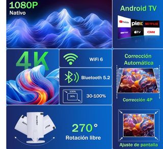 Proyector Portátil Nonete 4K y Full HD 1080P
