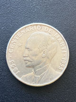 Moneda plata Cuba 1953 - 50 centavos Muerte Martí
