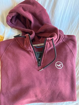 Sudadera Hollister Roja Media Cremallera