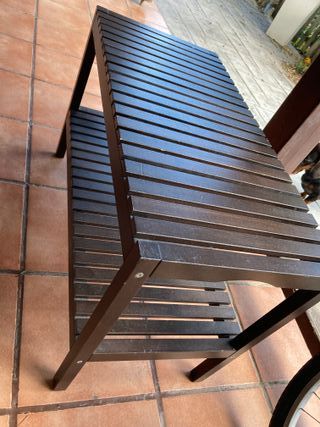 Banco Ikea Madera y Metal Marrón/Gris