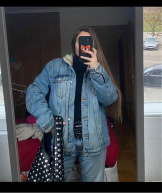 Abrigo vaquera Oversize Unisex forrado de pelo 