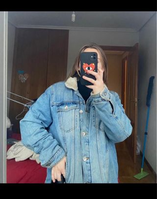 Abrigo vaquera Oversize Unisex forrado de pelo 