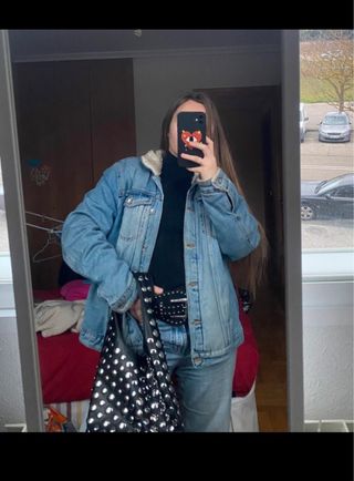 Abrigo vaquera Oversize Unisex forrado de pelo 