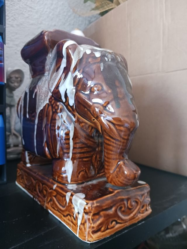 Elefante Decorativo Cerámica Marrón