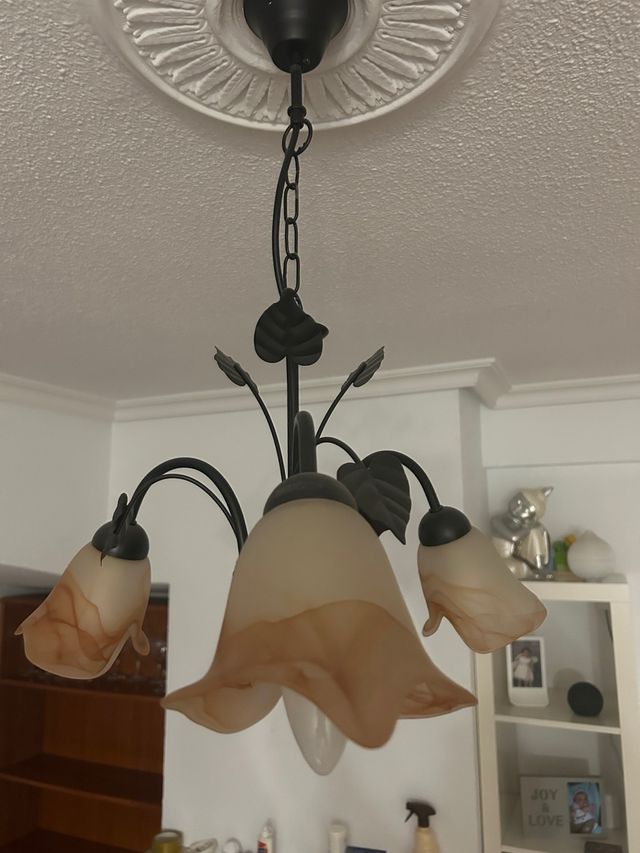 Lámpara de techo cristal y metal