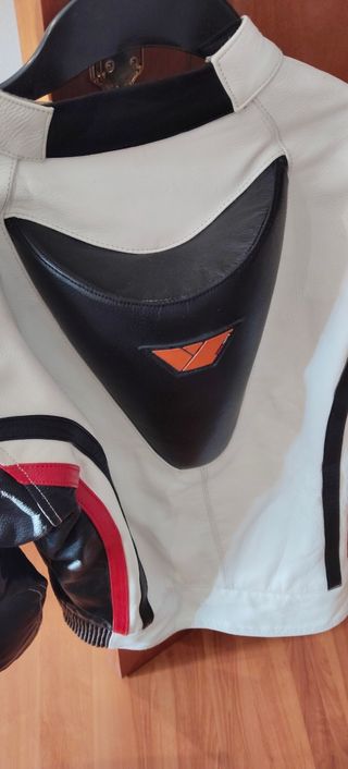 Chaqueta de motorista REKO blanca y negra