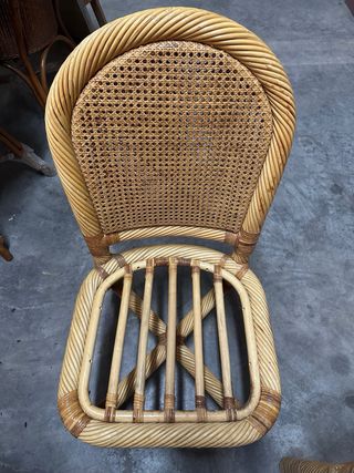 Juego 6 Sillas y Mesa de Mimbre y Bambu