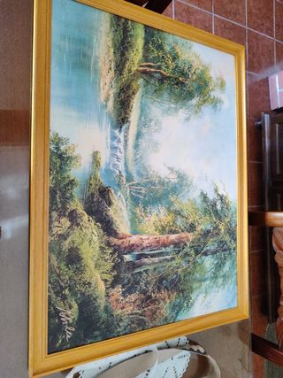 Cuadro paisaje cascada y bosque 75 x55 cm