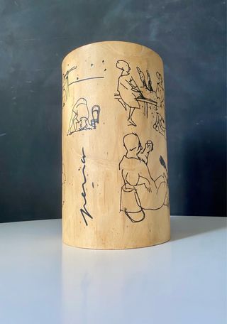 Lámpara de techo artesanal de madera