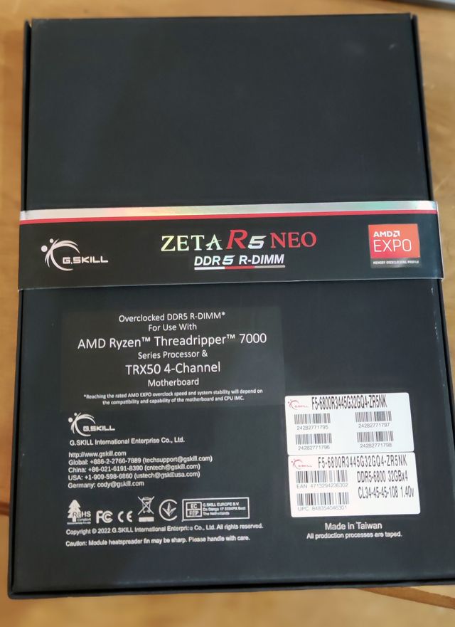 GSkill Zeta R5 Neo 128gb DDR5 6800mhz Threadripper