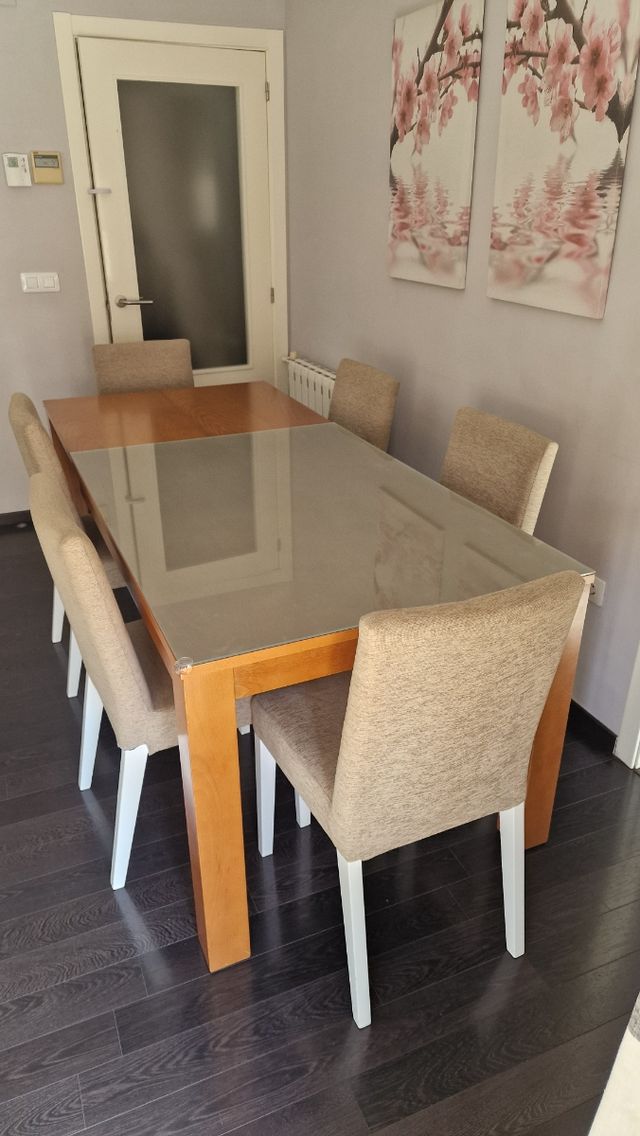 Mesa de salón extensible con 6 sillas