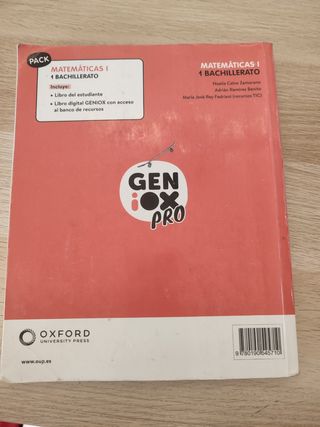 Libro Matemáticas 1 Bachillerato Oxford