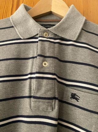 Polo Burberry Caballero Talla L Rayas Grises