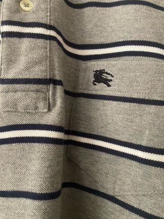 Polo Burberry Caballero Talla L Rayas Grises