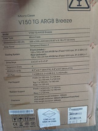 Torre Micro ATX THERMALTAKE V150 TG ARGB Breeze