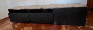 Mueble TV madera negro/gris