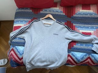 Sudadera Adidas Gris con Rayas Negras