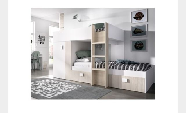 Cama litera con almacenaje