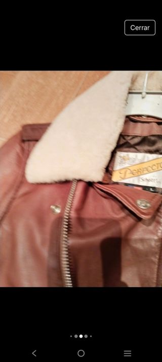 Chaqueta de cuero marrón/rojo