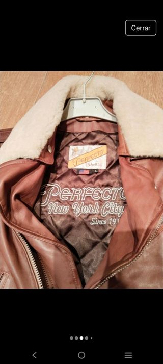Chaqueta de cuero marrón/rojo