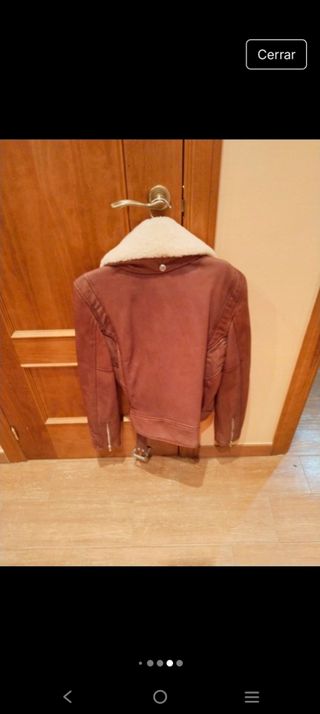 Chaqueta de cuero marrón/rojo
