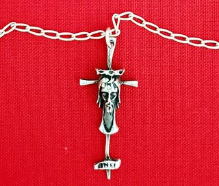 Collar Cruz Jesús Plata Antigua