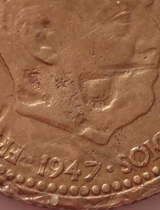 MONEDA 1 PESETA.1947.*49*.ERROR ACUÑACION.