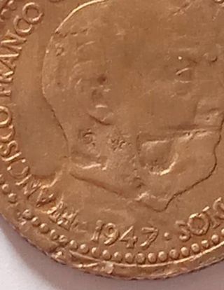 MONEDA 1 PESETA.1947.*49*.ERROR ACUÑACION.