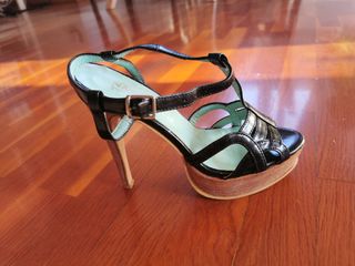 Zapatos de piel negros tacón 13,5cm