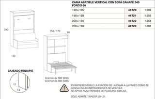 CAMA ABATIBLE CON SOFÁ SONRIE 70
