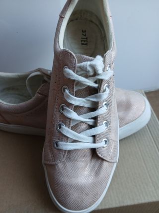 Zapatillas TEX rosas y doradas