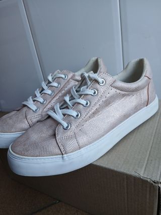 Zapatillas TEX rosas y doradas