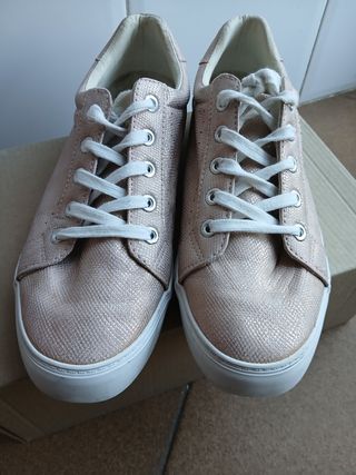 Zapatillas TEX rosas y doradas