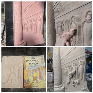 relieve Tintín Los Cigarros del Faraón, oro