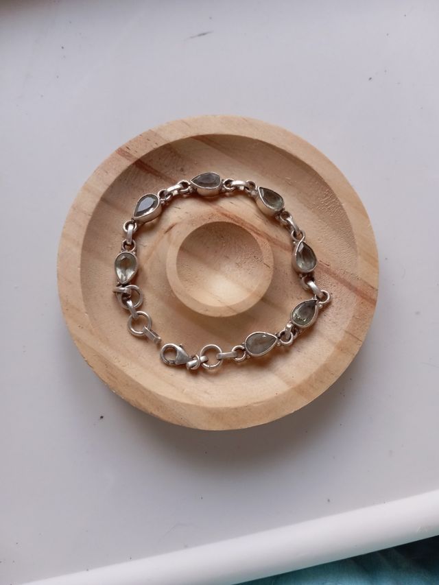 Pulsera Plata Prasiolita Gota