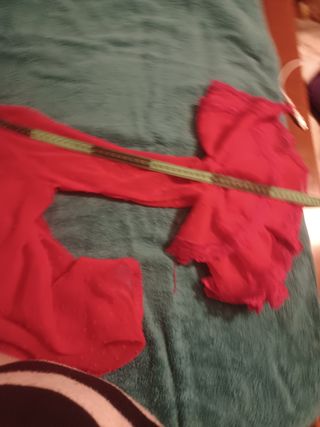 Conjunto Flamenca/Fiesta Blusa Transparente Roja