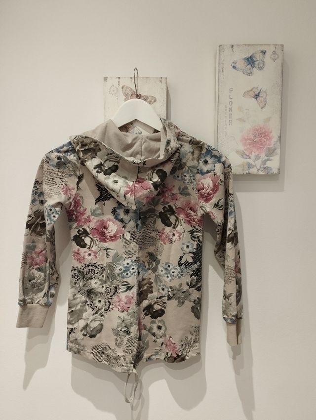 Sudadera niña floral con cremallera
