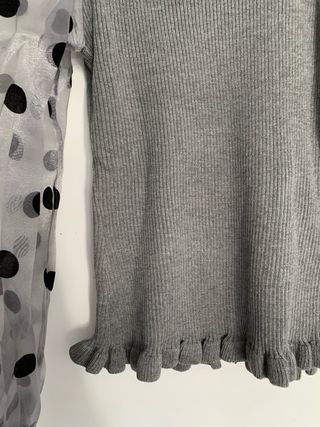 Jersey gris mangas tul lunares Matchpoint