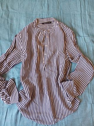 Camisa Zara Rayas Manga Larga
